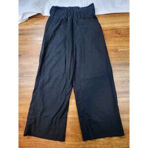 Kourt Black Size‎ Small Linen Blend Wide Leg Cropped Pants